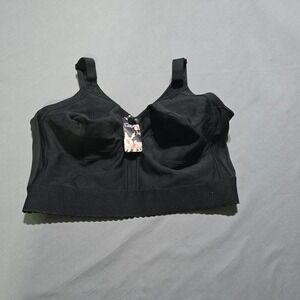Capri Full‎ Coverage Wireless Bra Women 42D Black Support Wide Band 172LE